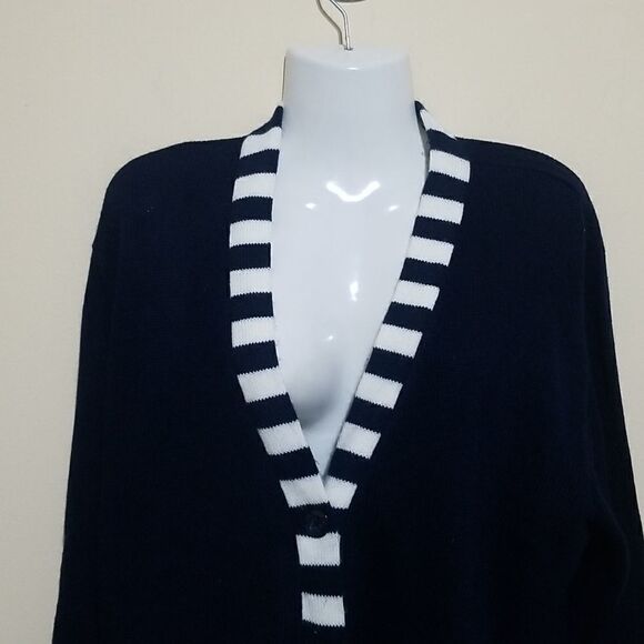 Blue Sweater Stripe Sweater Sz Large - Picture 7 of 7